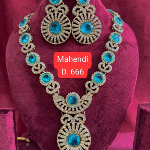 Stone Metal Necklace Jewellery Set for Women(Turquoise)