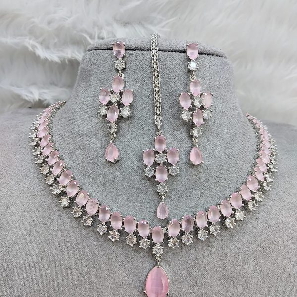 Diamond necklace Set Pink Ad Stone