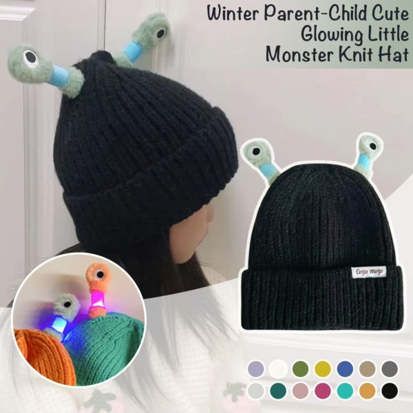 Winter Child Cute LED Little Monster Hat (black)