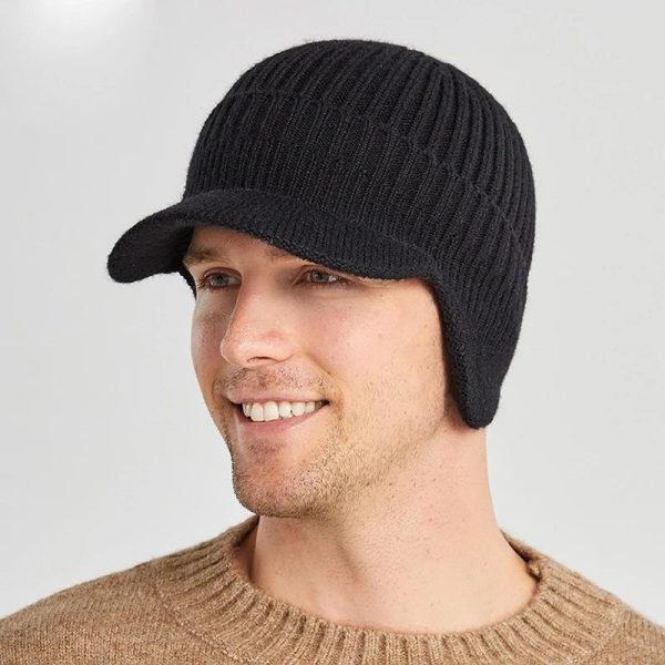 Elastic Warm Ear Protection Knitted Hat(Black)