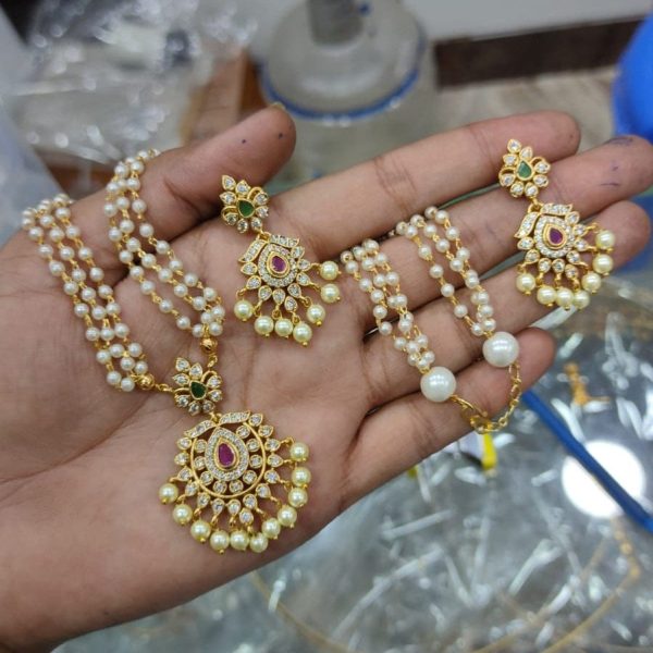 Phool Jadau Mala Set